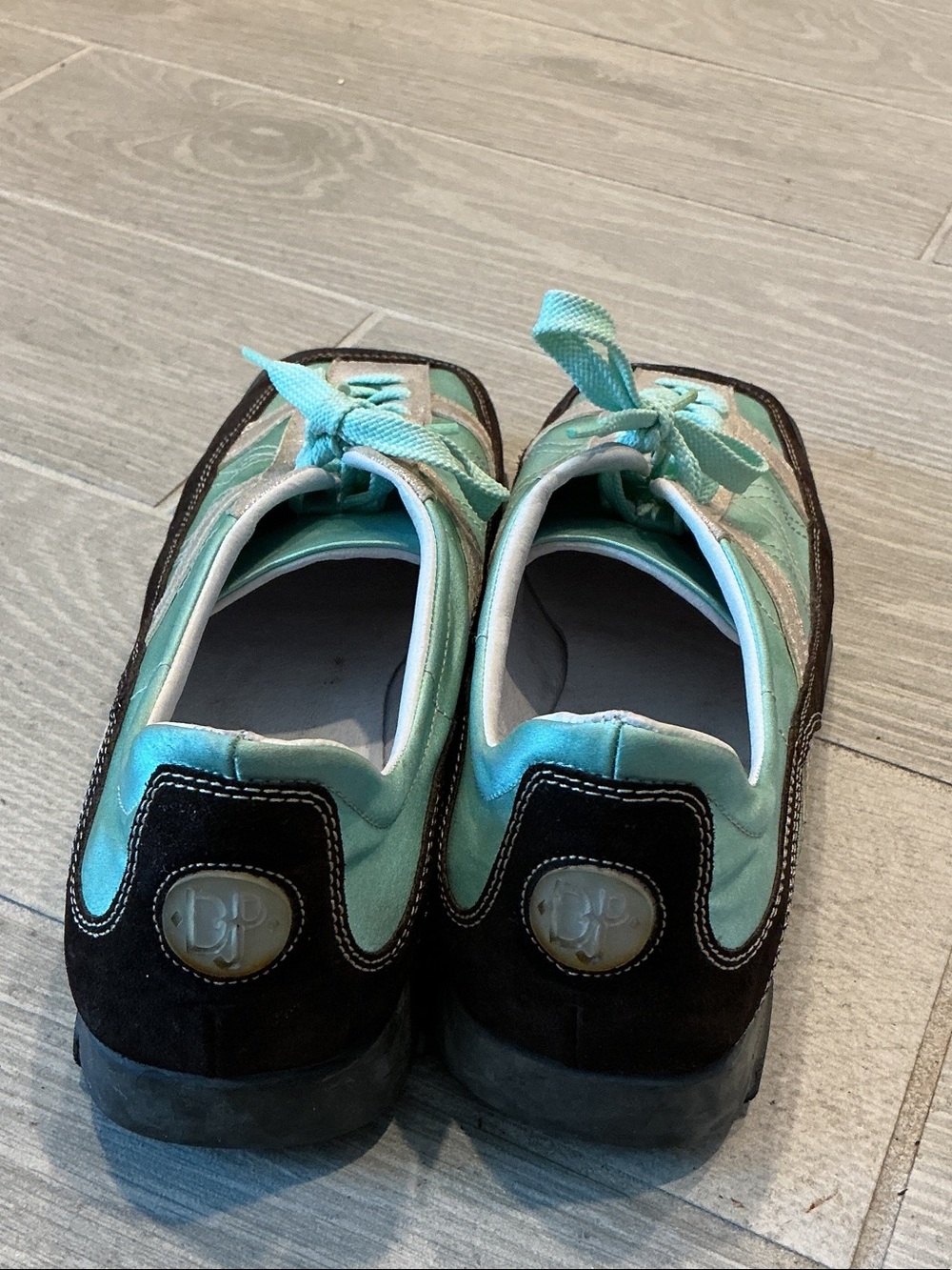 Donald J. Pliner Mint Green and Silver Men's Square Toe Vintage Sneakers Sz 11M - Picture 3 of 9